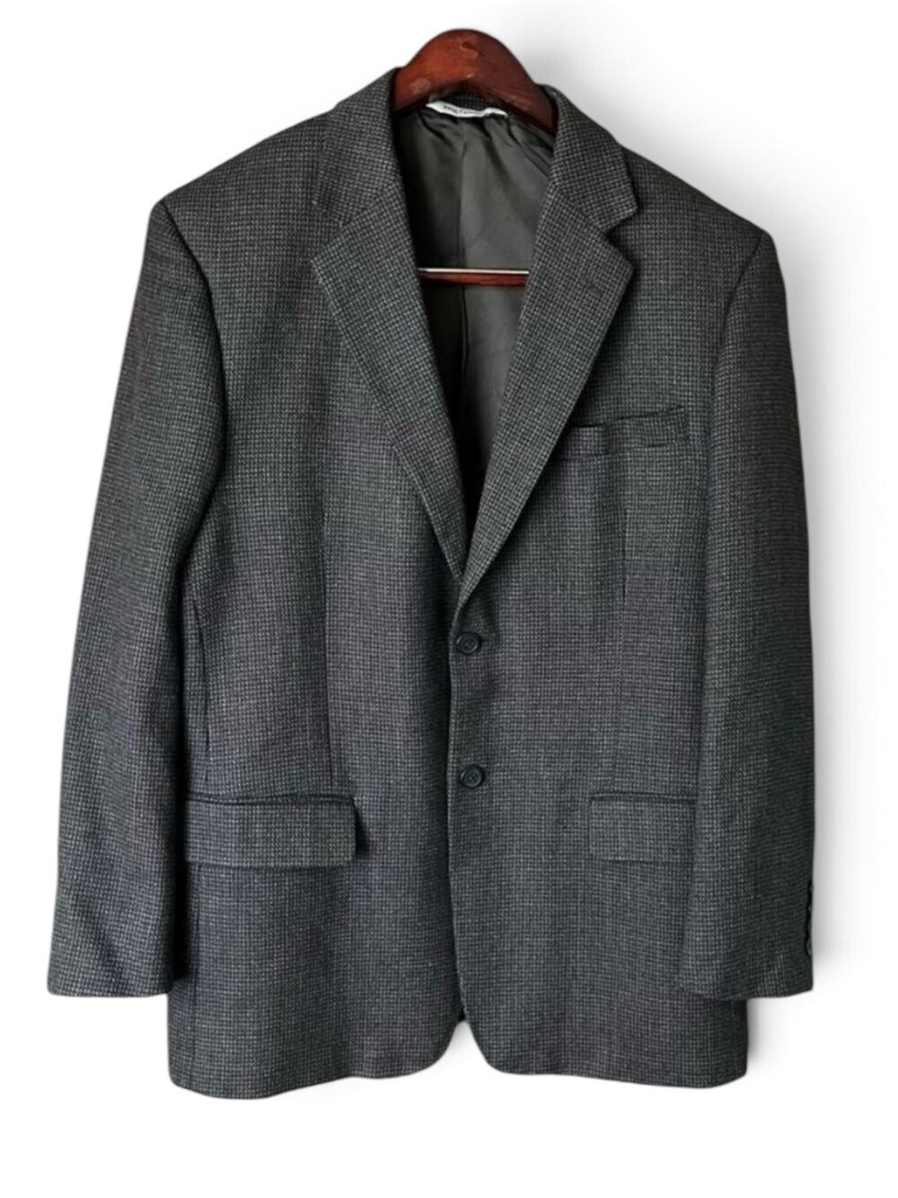 Pronto Uomo Brown Houndstooth Lambswool Jacket 40R Career Academia Sport Coat